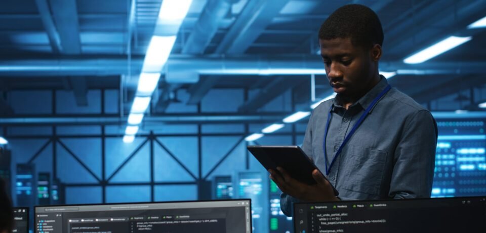 computer engineer ar Revayah handling a hardware problem